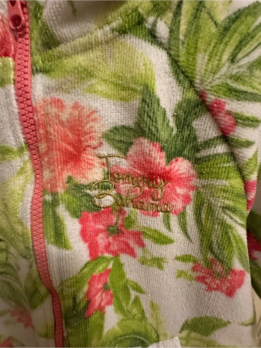 Tommy Bahama Girls' Hooded Floral Swim Coverup, White, Pink, Green, L/7-12